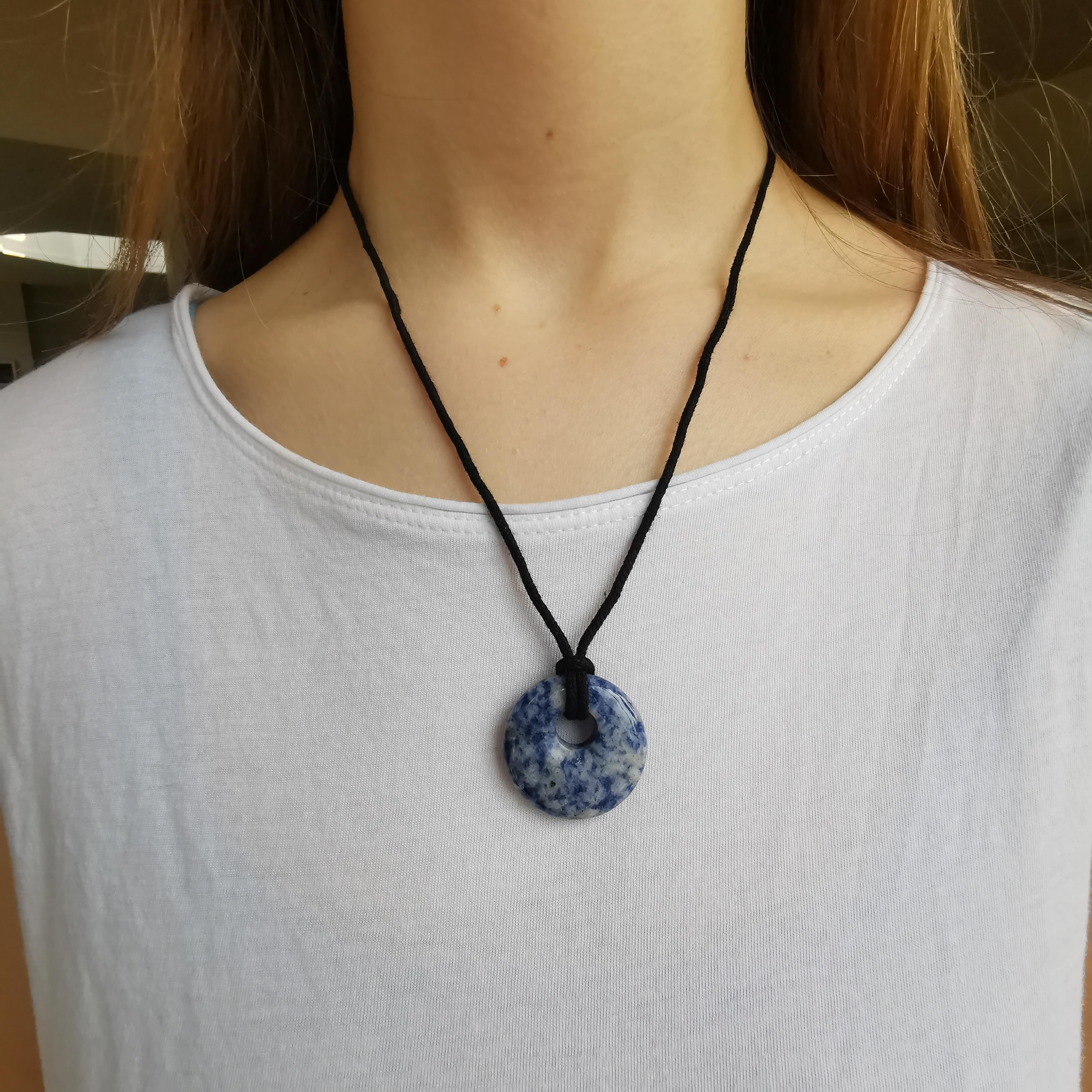 Sodalite Donut Pendant Necklace